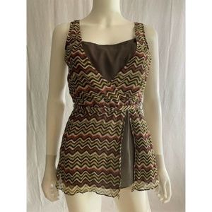 Lucky Brand Women's Top Blouse Brown S